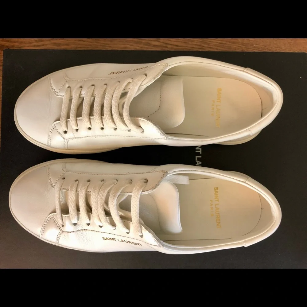 Saint Laurent Andy low top leather sneaker shoes white 36.5 6.5 YSL - Picture 2 of 6